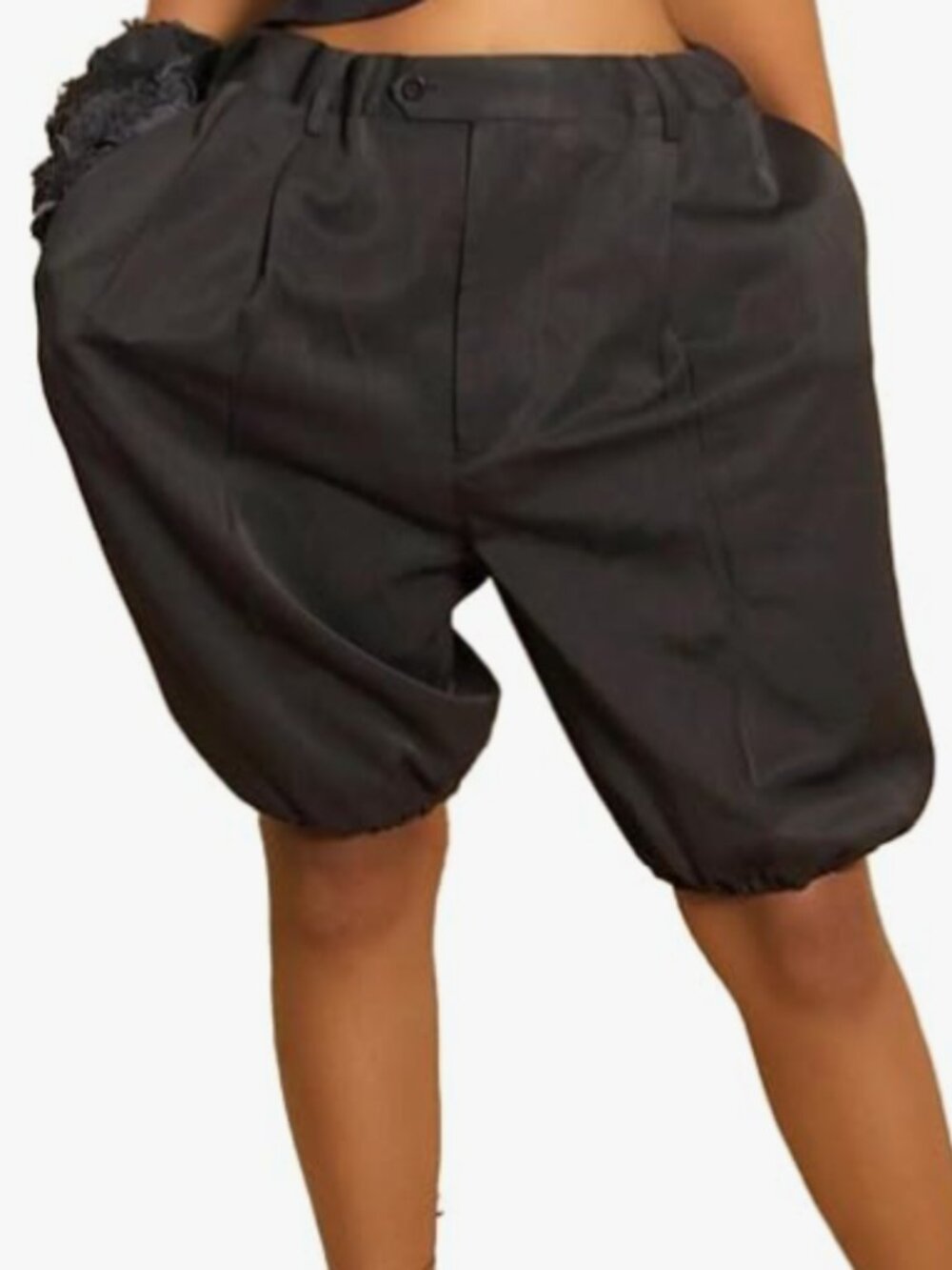 Baggy Y2K lightweight Bermuda Kneelength shorts-high waist,elastic knees,pockets - Picture 1 of 6